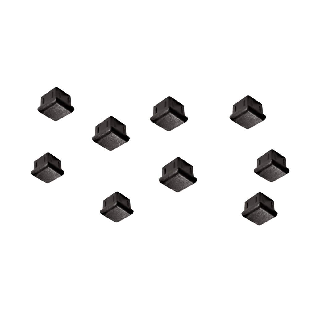 50 Tampas Plásticas Metalon 30x30 Preta Ponteira Interna acabamento