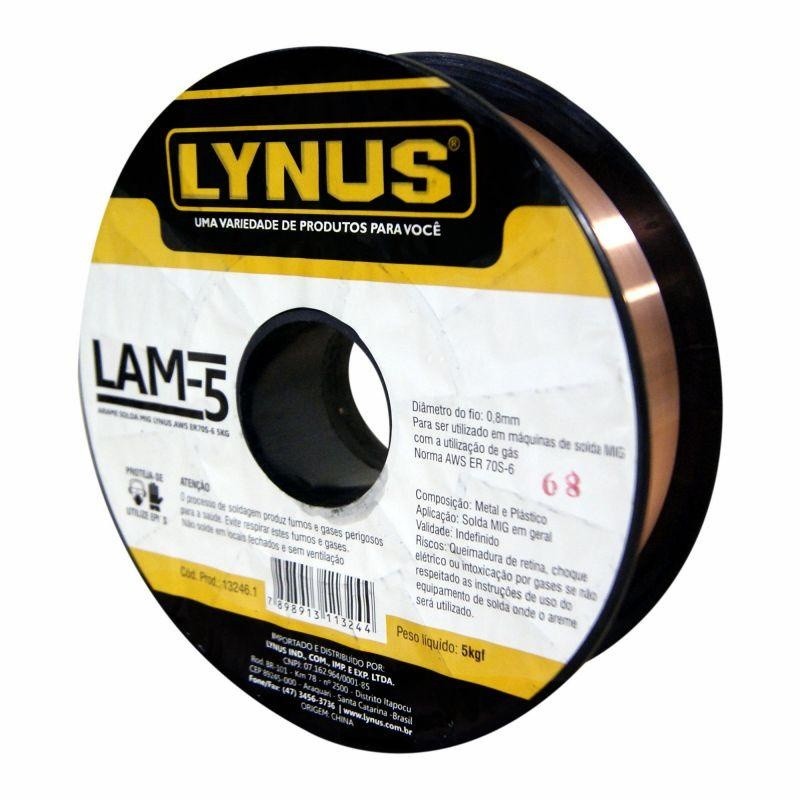 Arame Para Solda Mig 0,8 Mm Rolo 5,0 Kg Lam-5 Lynus