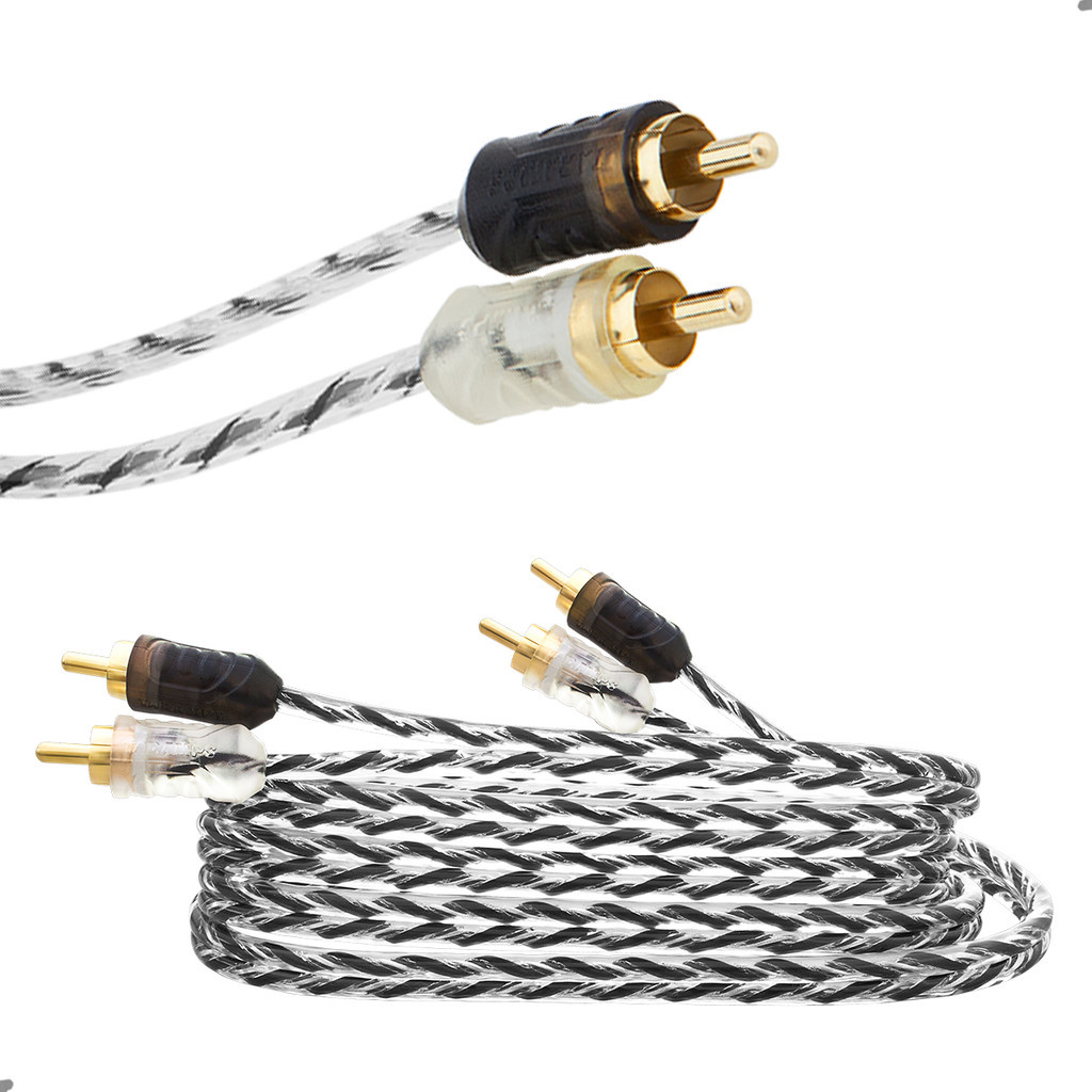 Cabo RCA Injetado Flexível Transparente 5 Metros Taramps Stereo Para Carro Som Automotivo