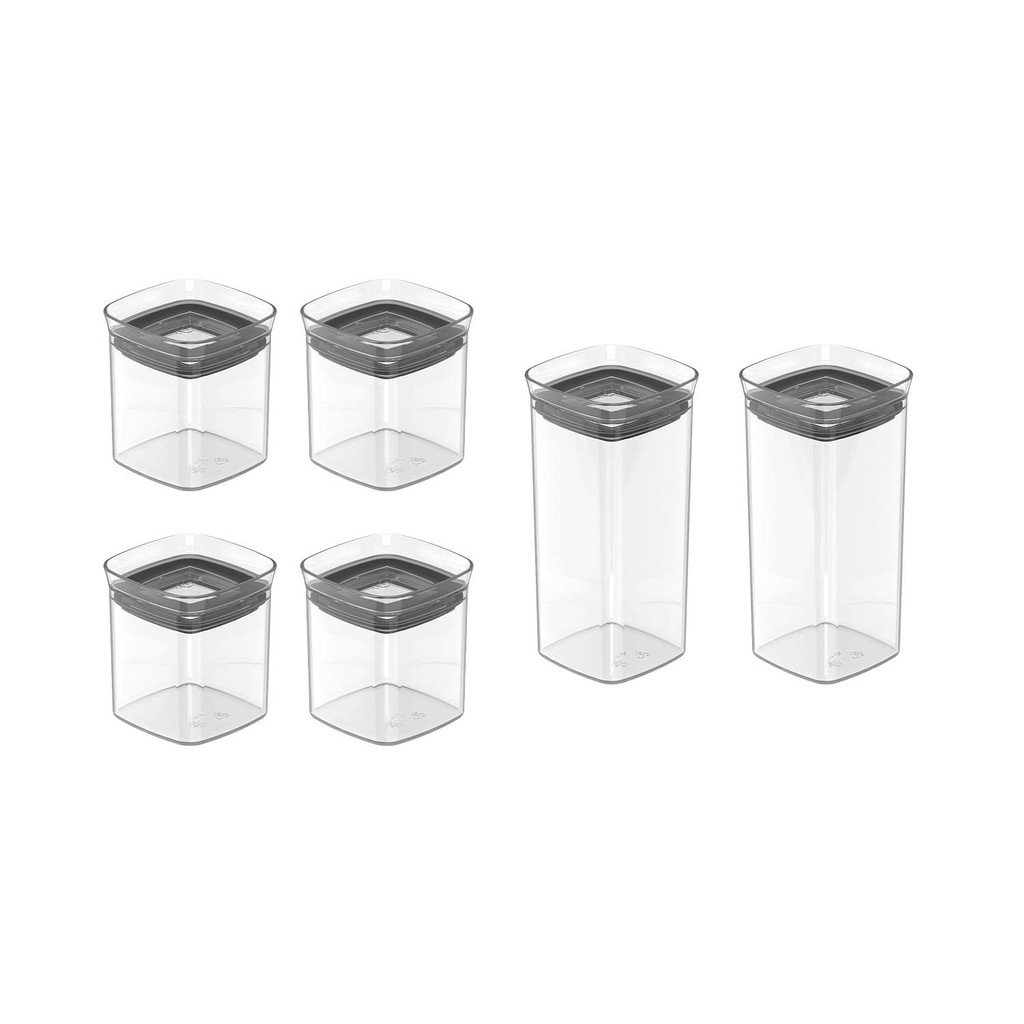 Kit de potes herméticos modular Ou 6un - Linha Block - Natural