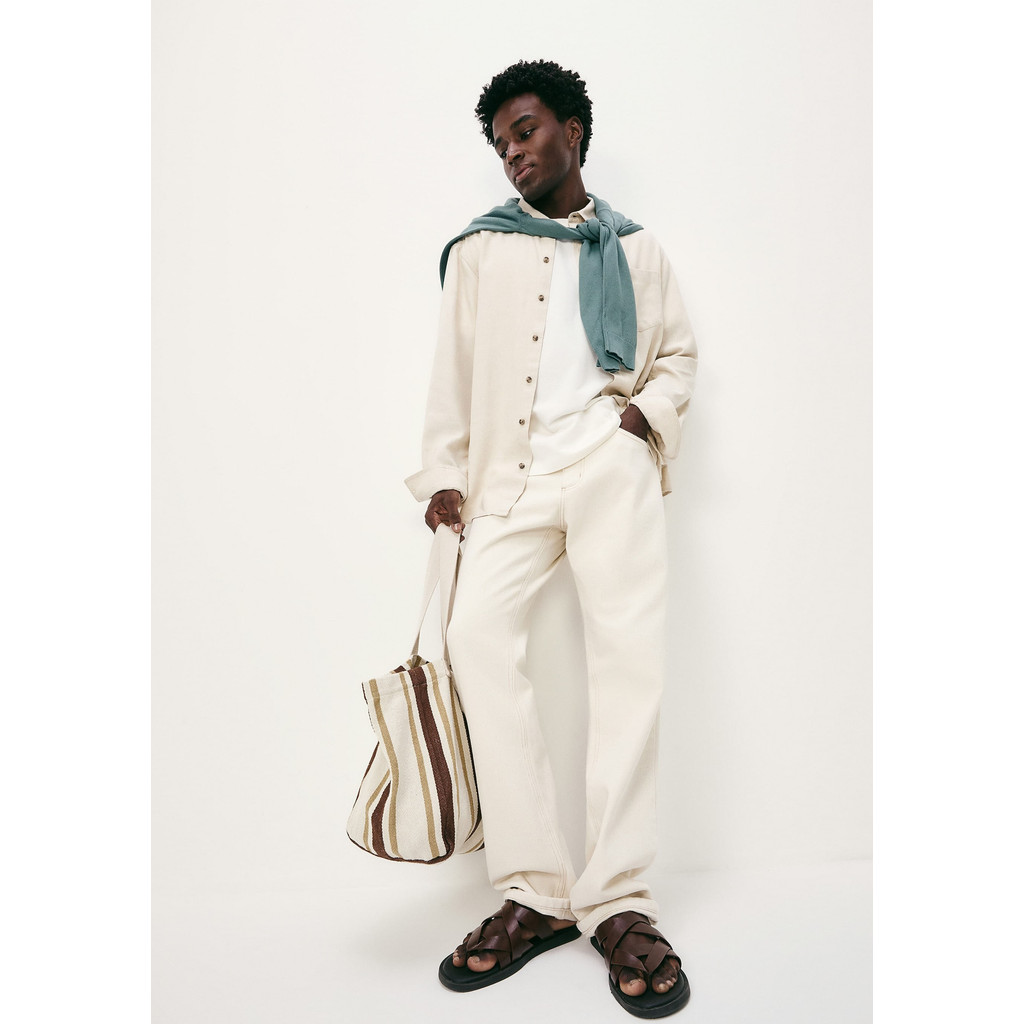 Calça Masculina Reta Em Sarja