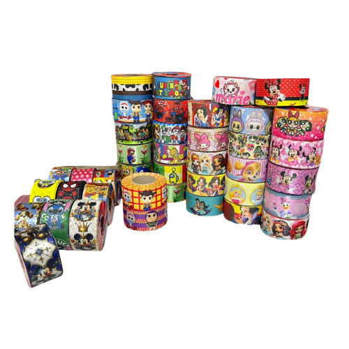 KIT 50 METROS FITAS MISTAS /FITAS CETIM E GORGURÃO FITAS ESTAMPADAS /FITAS PARA LAÇO E GRAVATAS PET