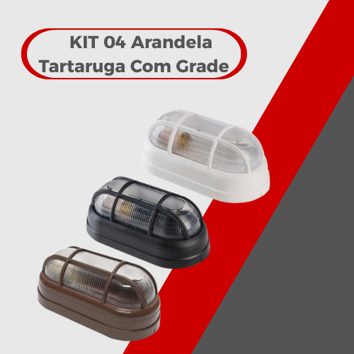 Kit 4 Luminária Arandela Tartaruga Externa Com Grade