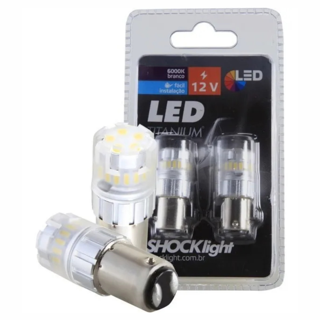 Par Lâmpada Led Titanium 2 Polos Branca 1156 Shocklight 12V - (SLL-1157T-BC)