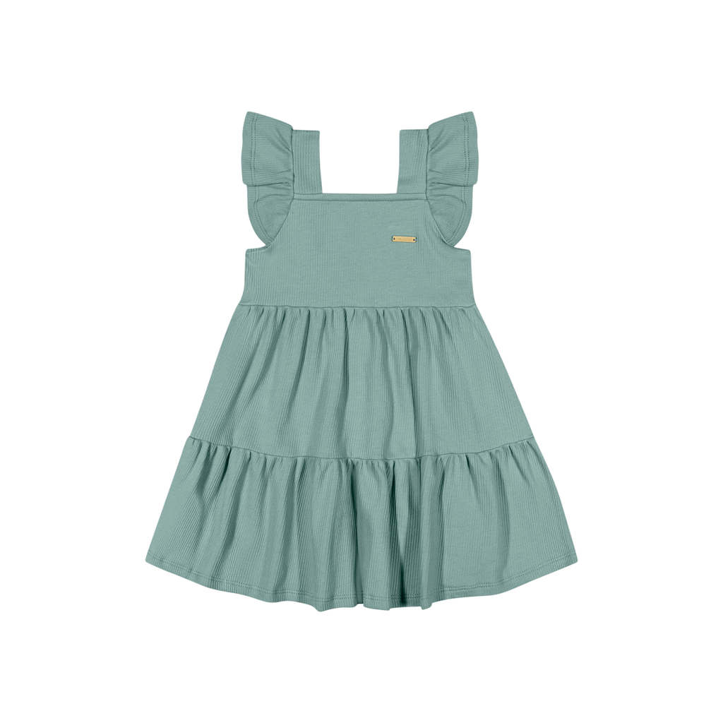 Vestido Infantil Menina Babado Canelado Colorittá Verde