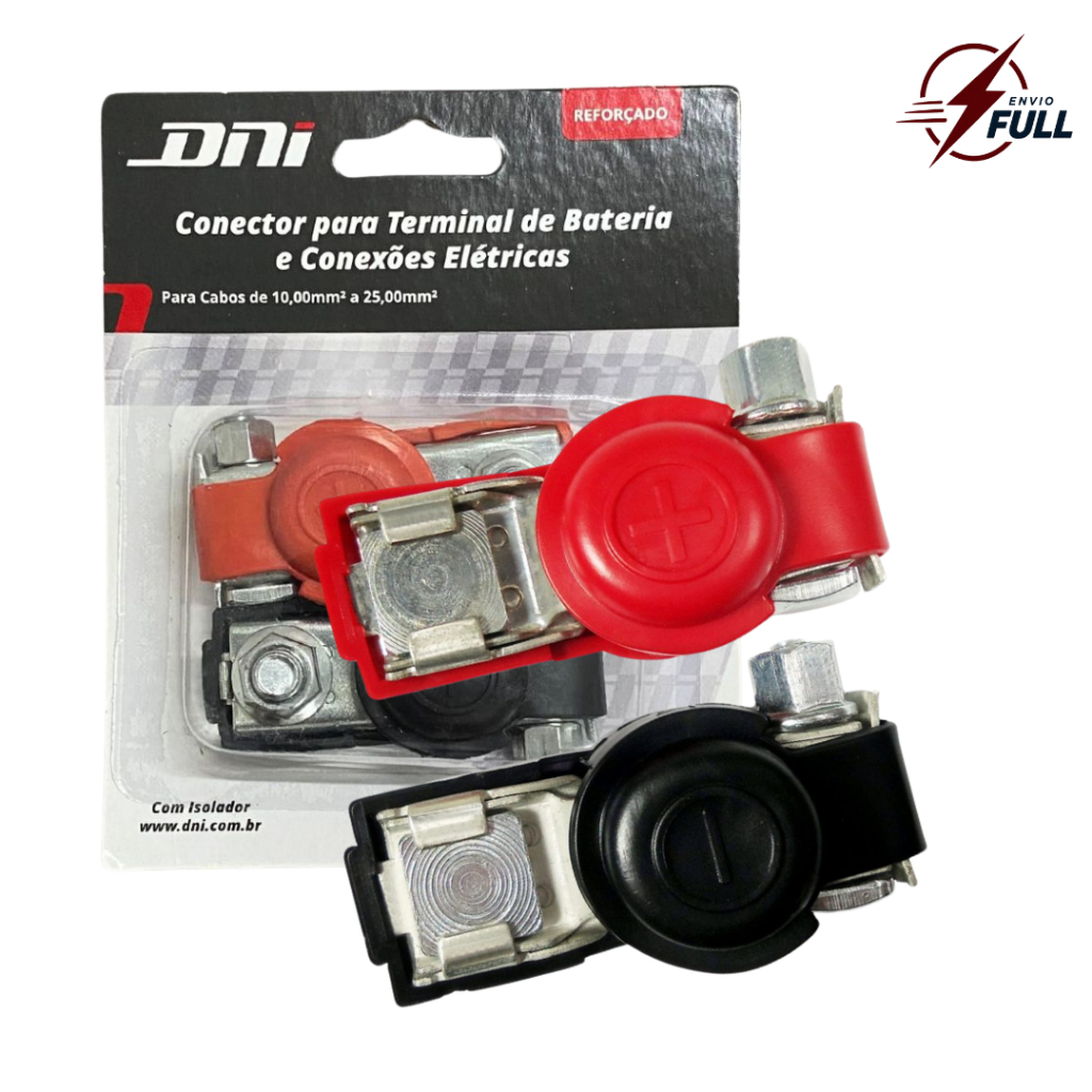 Kit 2 Terminal Bateria Automotiva Com Isolador Cabo 10/25mm DNI 7573