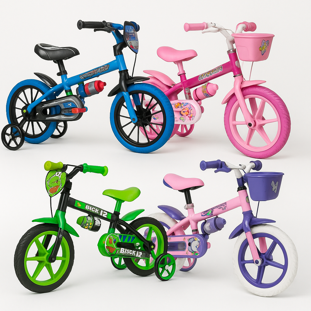 Bicicleta Infantil Aro 12 Menino Menina 1-4 anos Nathor Com Rodinha