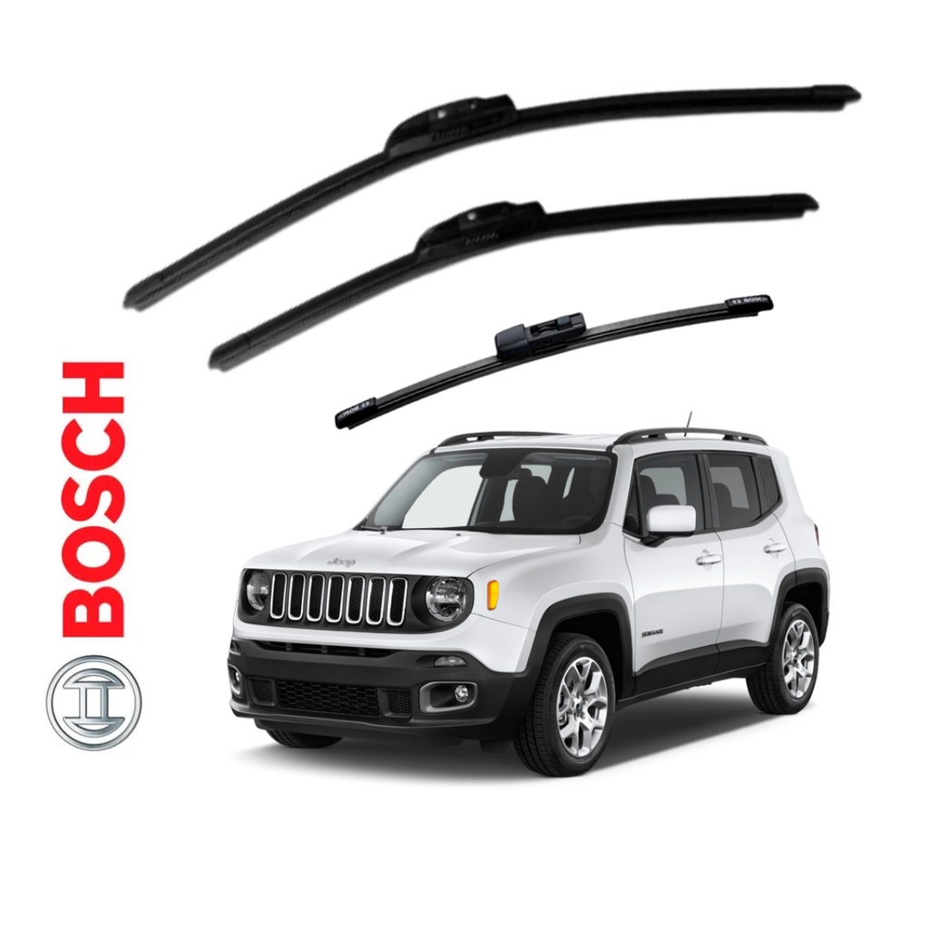 Kit Palheta Limpador Jeep Renegade 2016 2017 2018 2019 2020 + Traseiro Original Bosch
