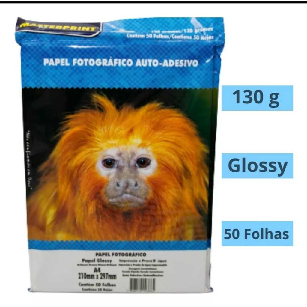 50 Folhas Papel Fotográfico 130g Auto-Adesivo à prova Dàgua A4