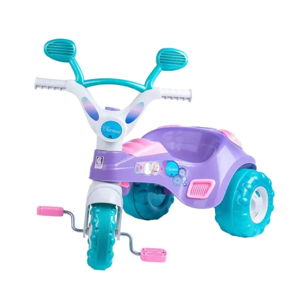 Triciclo Infantil Fofy Velotrol Lilás com Haste Removível Cotiplas - 1465