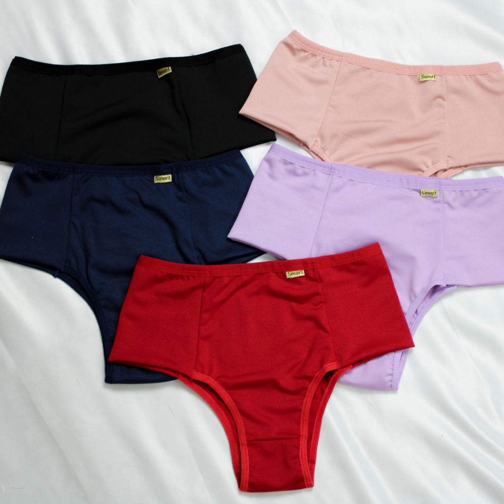 kit 10 Calcinhas Cintura Alta Pala Dupla Seca Barriga Femina