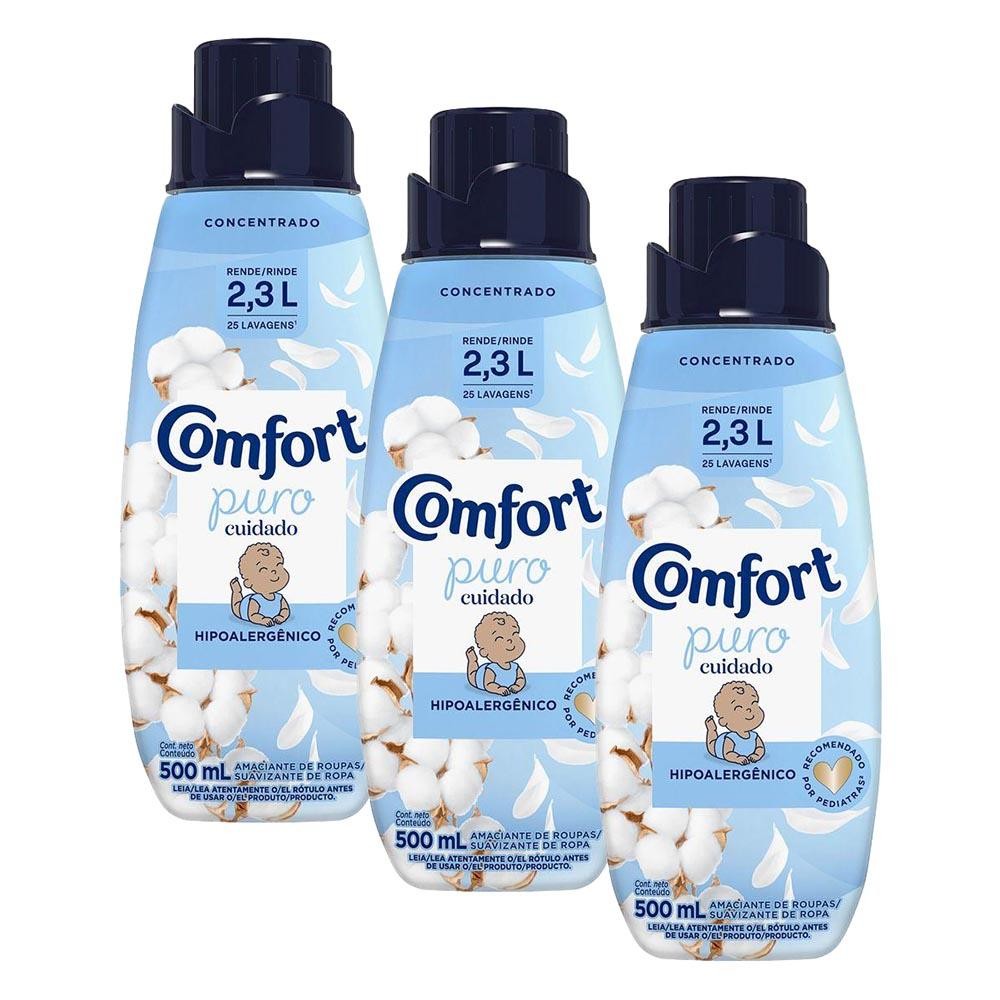 Kit 3 Amaciantes Concentrado Comfort Puro Cuidado 500ml