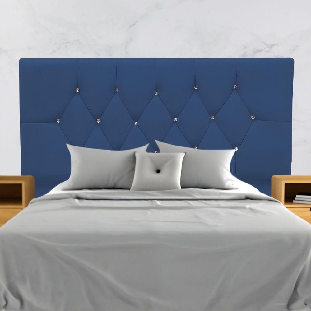 Cabeceira Estofada Cama Box Casal 140 Cm Suede Nina Cor:azul Marinho