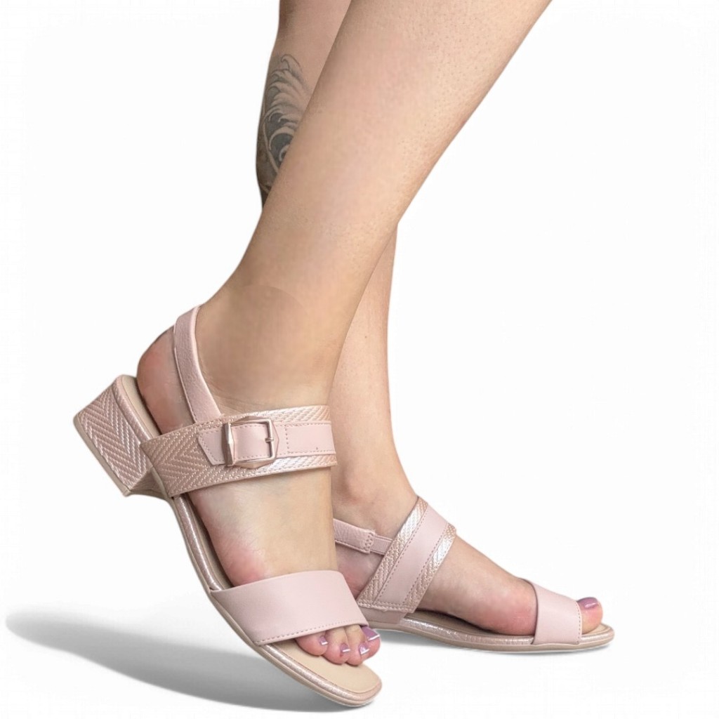 Sandália Feminina Rosa Elástico Comfortflex 2555303-1