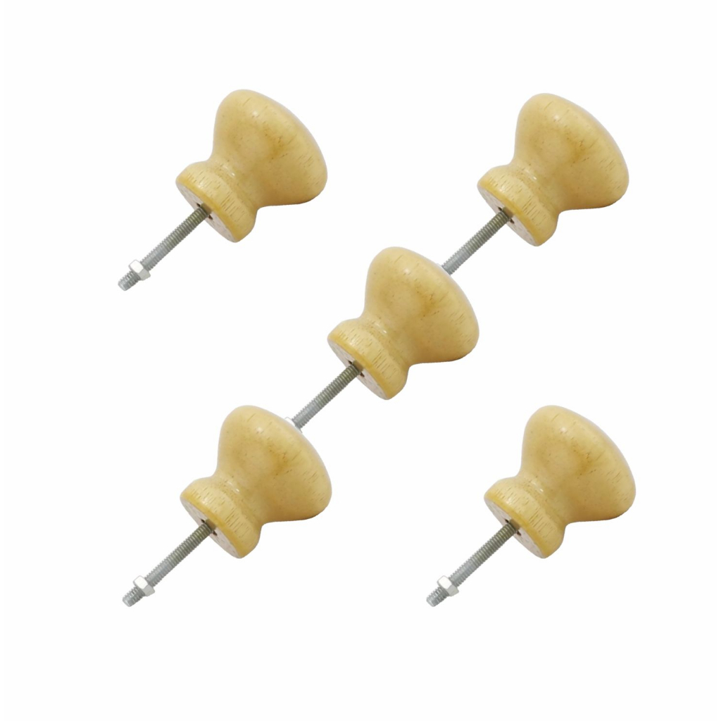 Kit 05 Puxador Armário Guarda Roupa Gaveta Madeira Marfim