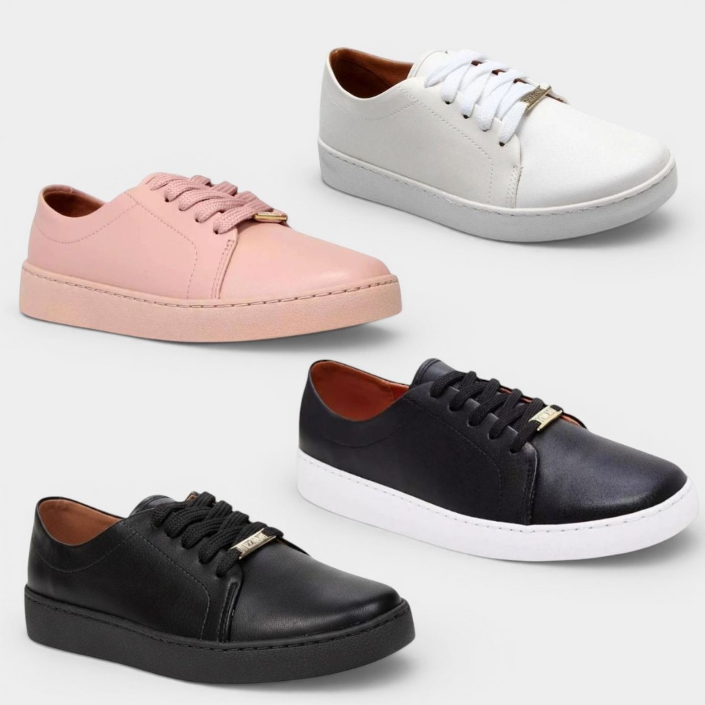Tênis Vizzano Casual Feminino Cadarço Pelica Ultraleve Conforto Dia a Dia Moda