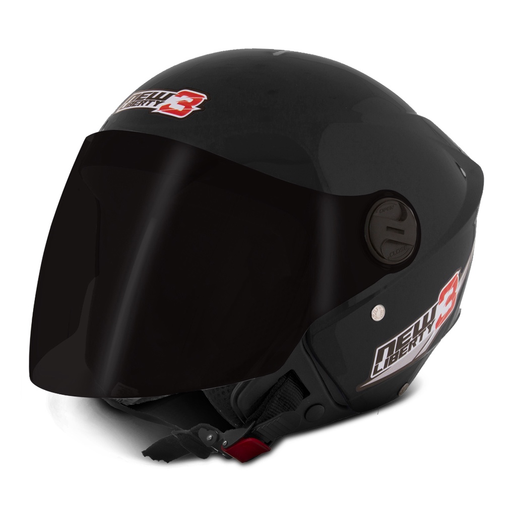 Capacete New Liberty Tree Com Viseira Fumê Aberto Preto Brilhante Pro Tork Barato Tamanhos 56 58 60