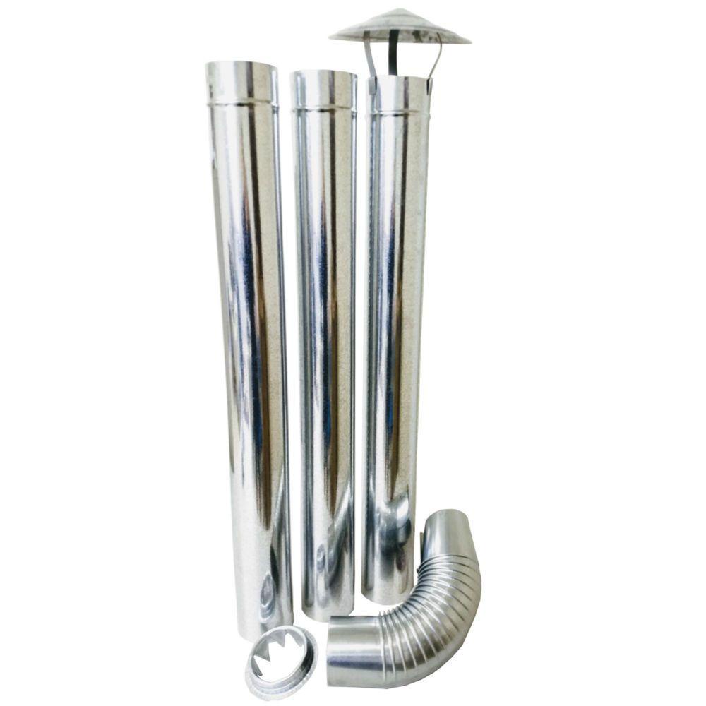 Kit Chaminé Adams Galvanizado 3 Metros Com Chapéu e Curva