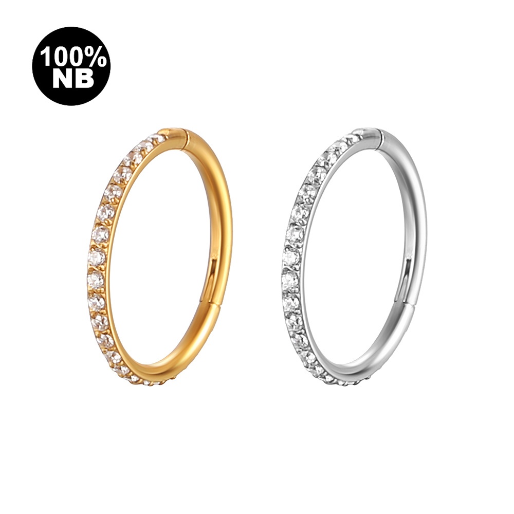 Piercing Septo Rook Conch Argola Nióbio Pvd Clik Zircônia Cravejada