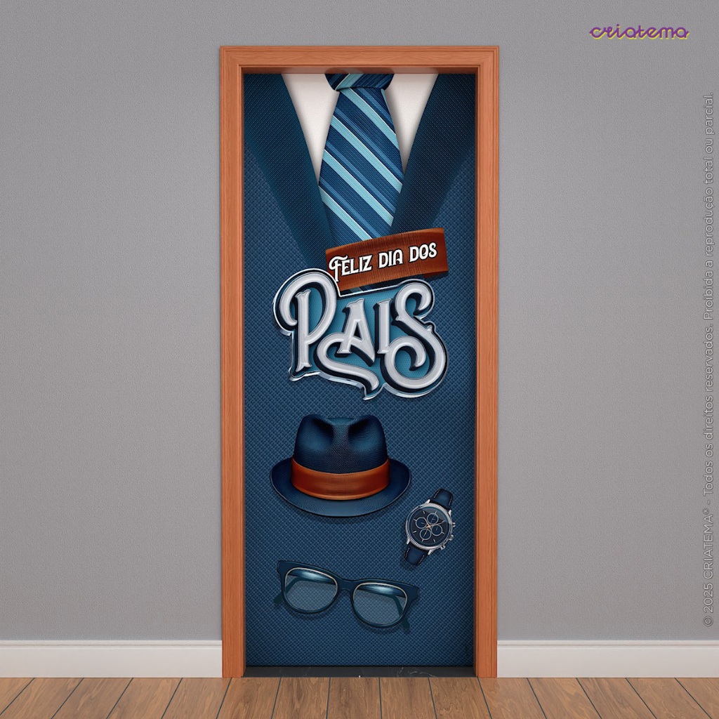 Capa Decorativa de Porta Dia dos Pais Painel Em Tecido Sublimado 0,80x2,10m - ANV-3080