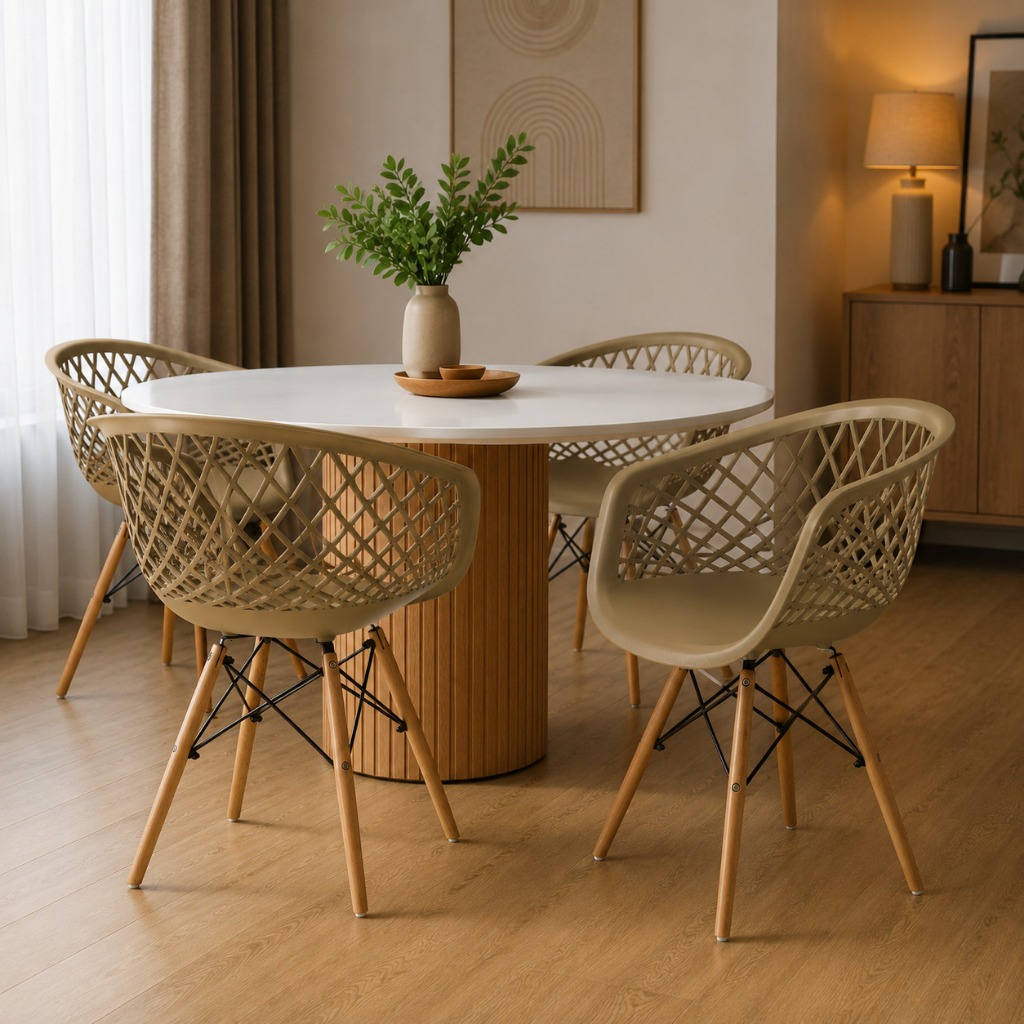 Conjunto 2 Cadeiras Web DSW com Pés de Madeira para Sala Cozinha e Escritório - Seat&co
