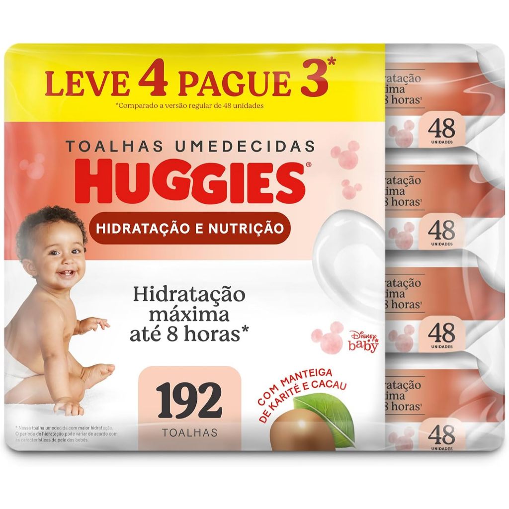 Lenço Umedecido Huggies Supreme Care Hidratação e Nutrição Pac C/4 - 192 Unidades