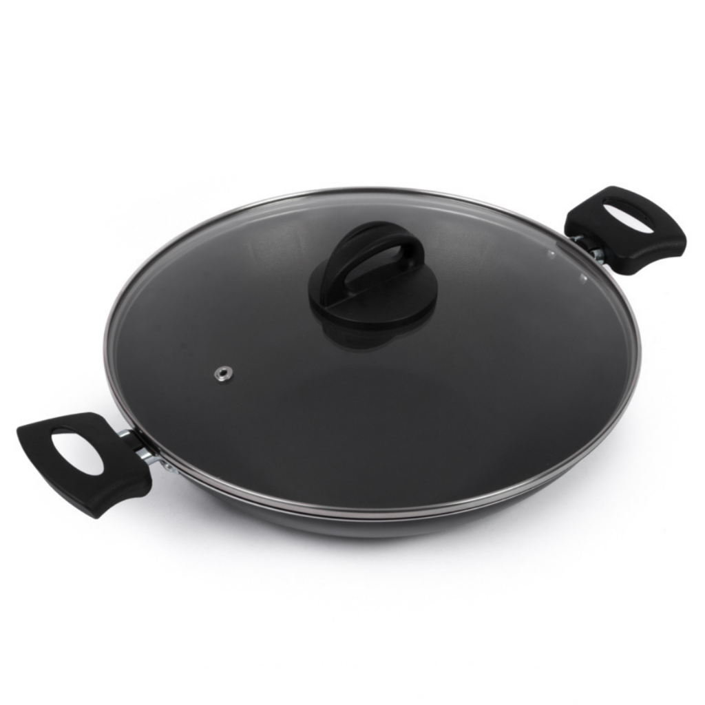 Wok Antiaderente Tampa De Vidro 30Cm Nacional