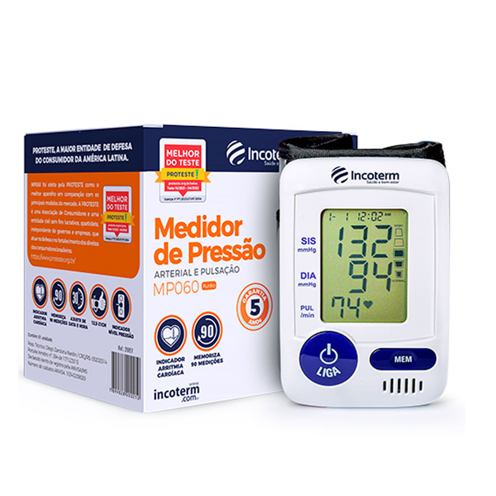 Aparelho de Pressão Incoterm Automático Digital de Pulso MP060