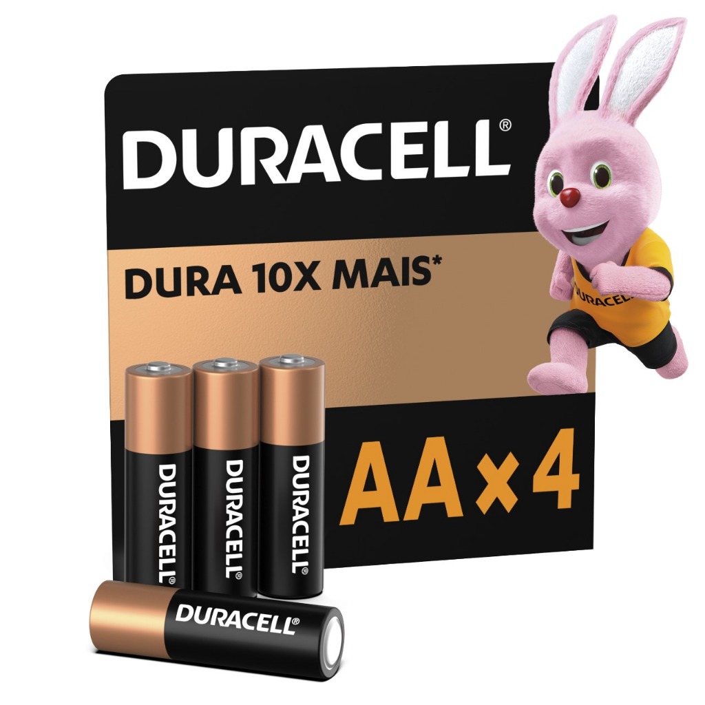 Pilha Alcalina AA Pequena Duracell Com 4 Unidades
