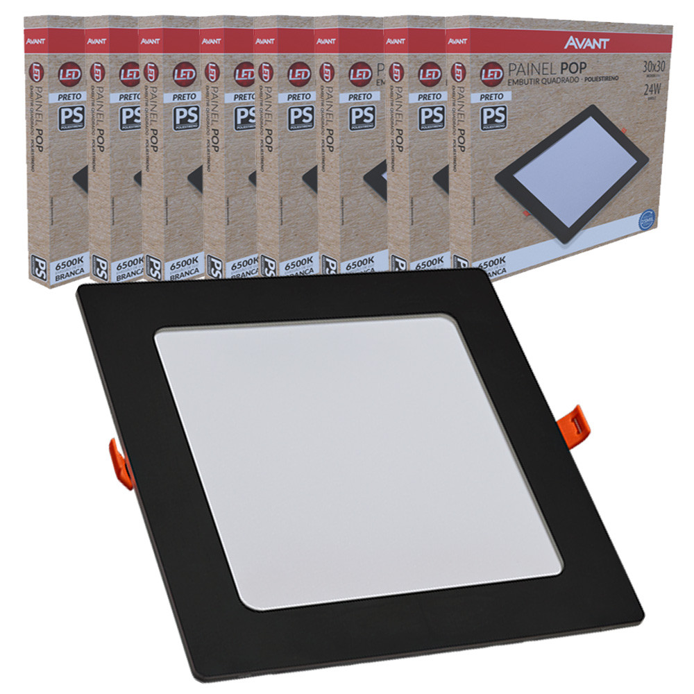 8 Painel Plafon Pop Quadrado Embutir Luz Branco Frio 6500K Bivolt 24w Avant