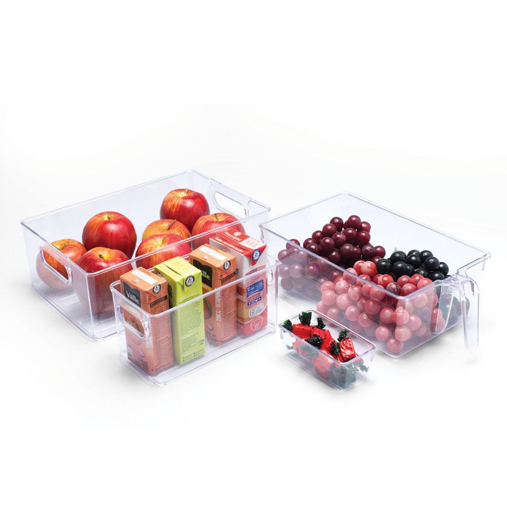 Kit 4 Organizadores Multiuso Geladeira Despensa Armário  Bancada Transparente Plasútil