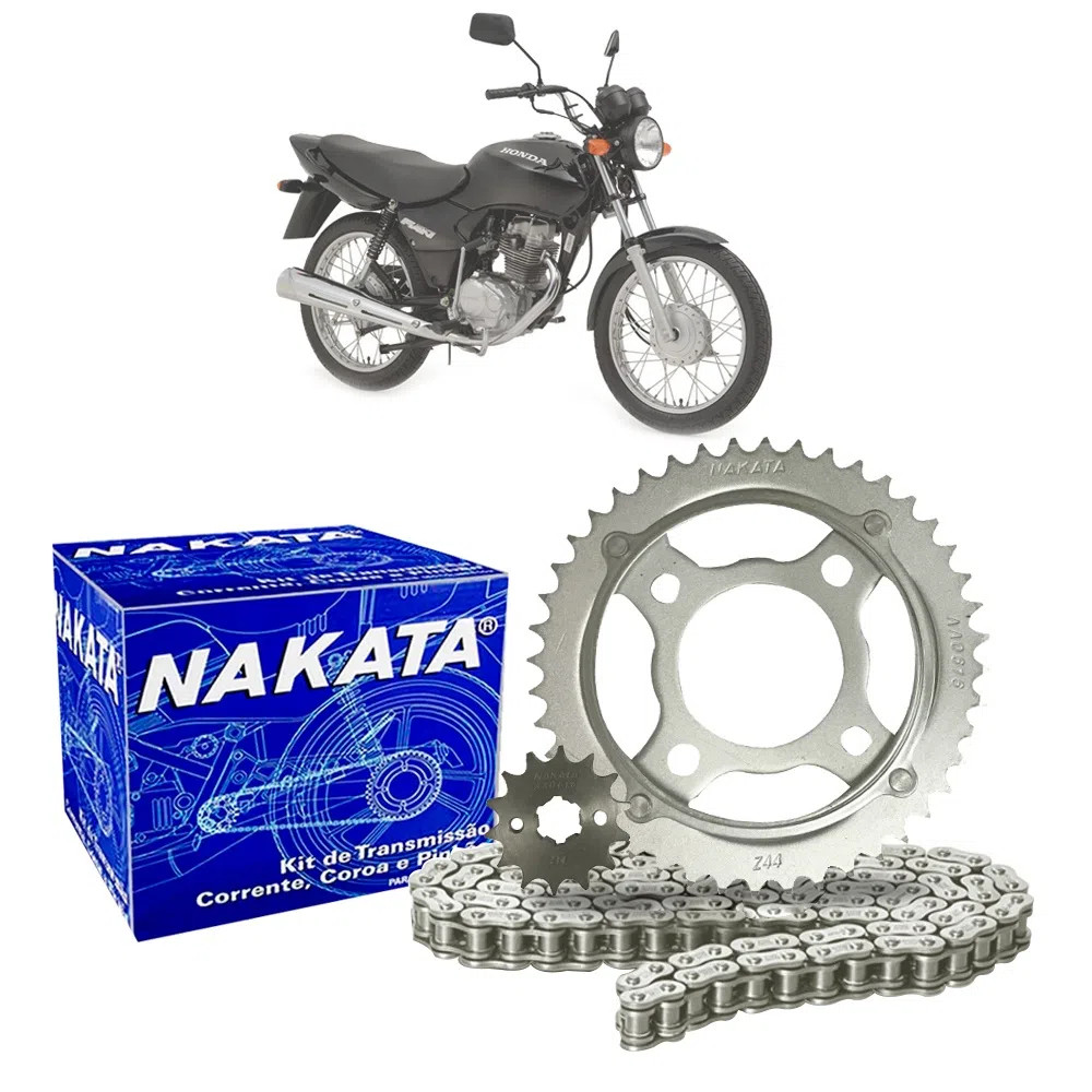Kit Relação Tração Transmissão Honda CG 125 Fan ES KS Cargo - Nakata TM10125