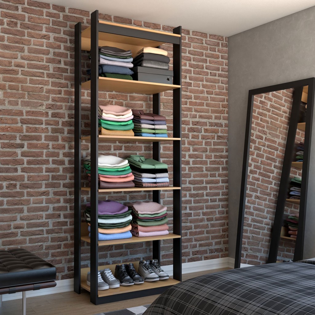 Closet Industrial Marseille 5 Prateleiras Black/Brise - Panorama Móveis