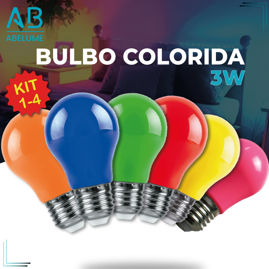 Bulbo Led Colorido 3W Bivolt E27 110V-220V Azul | Verde | Vermelho | Amarelo | Rosa | Branco Frio | Branco Quente