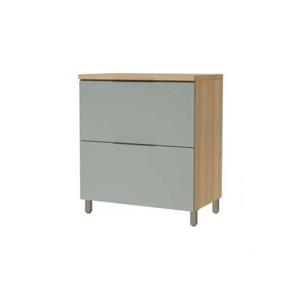 Balcão de Cozinha Marquesa 1 Porta Basculante e 1 Gaveta c/ Tampo 80cm Nature/Verde - Nesher