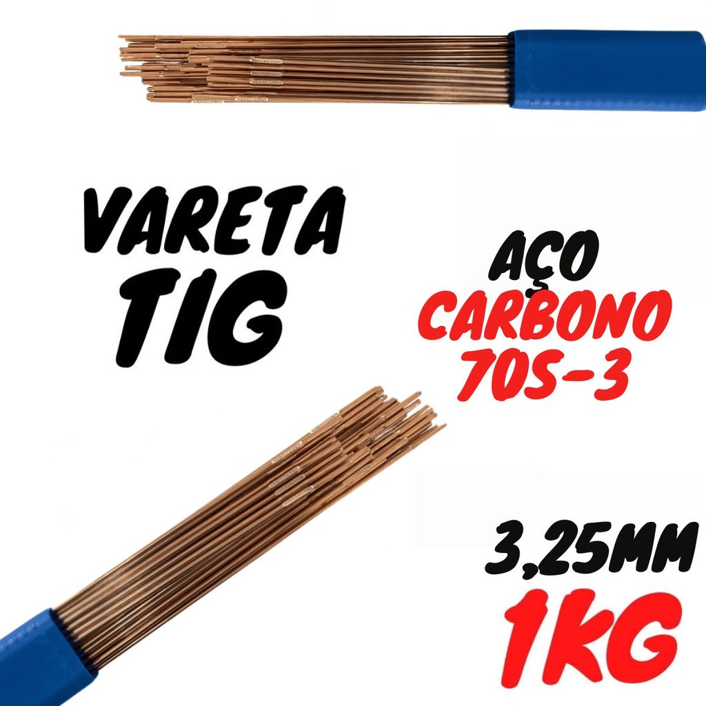 1kg Vareta Tig Aço Carbono 70s-3 (3,25mm) 1/8 Soldaforte