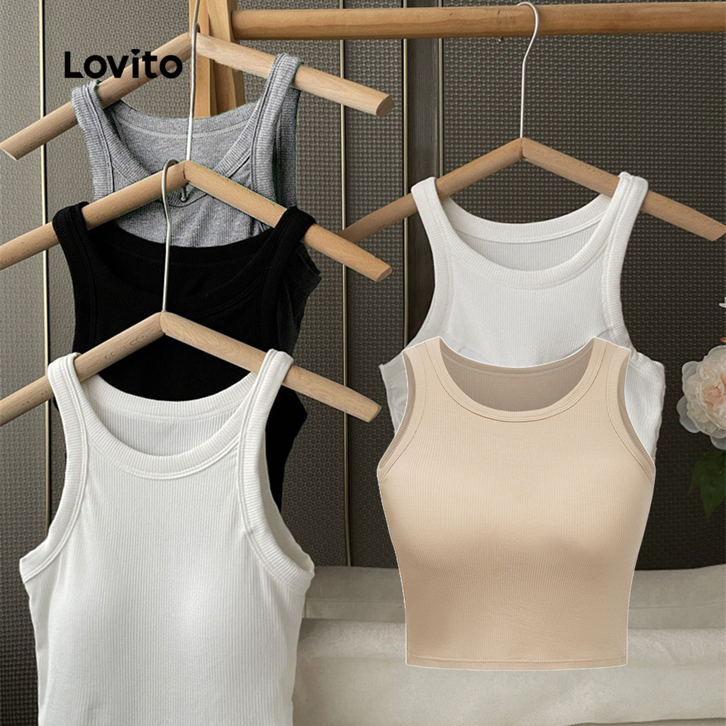 Lovito Blusa Feminina Casual Com Ombros À Mostra Regata Para O Verão/primavera LNE17211