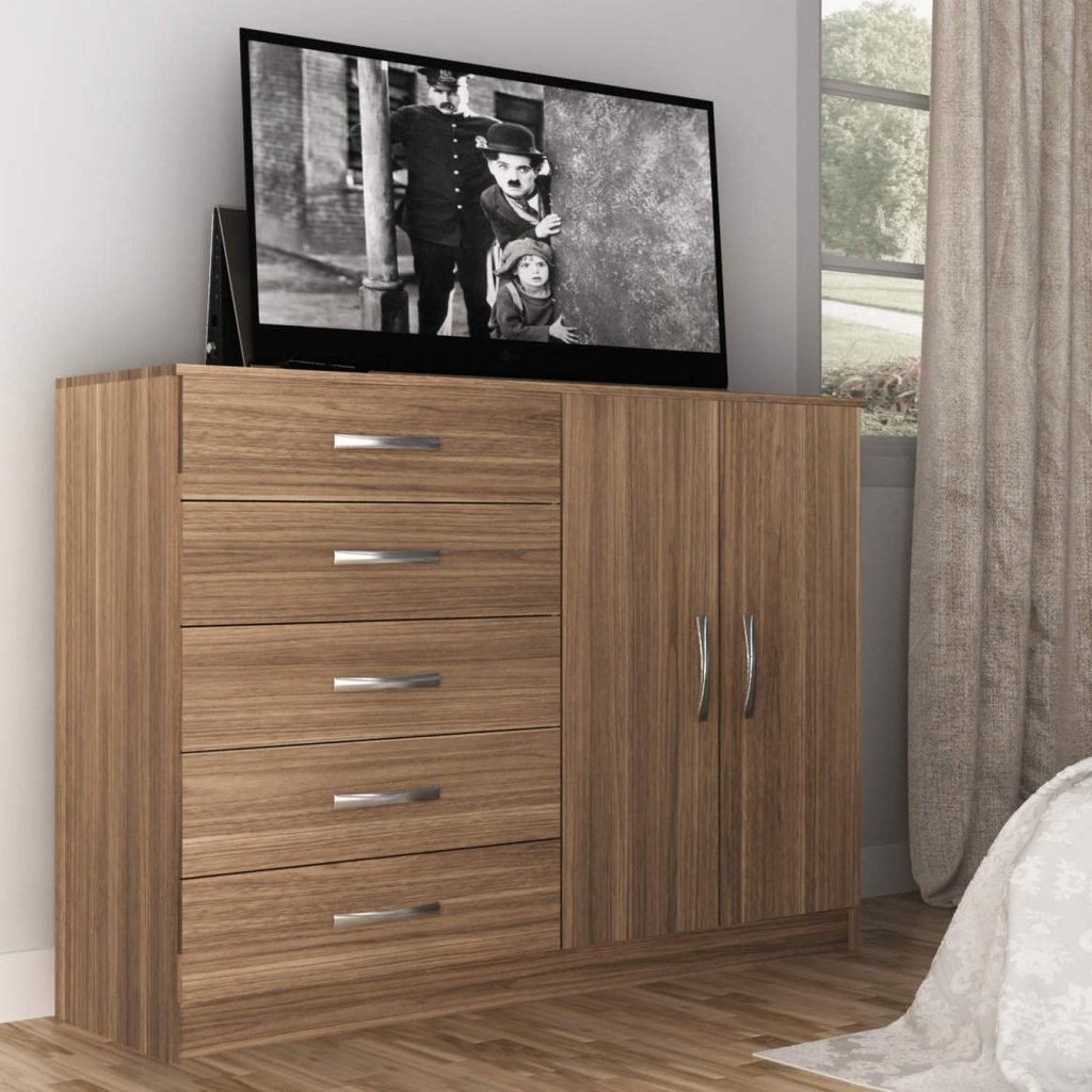 Cômoda para Quarto 5 Gavetas e 2 Portas Austin Marrom