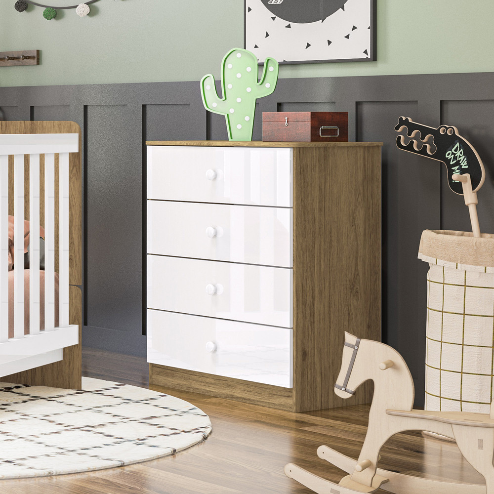 Cômoda Infantil 4 Gavetas Amarelinha Henn