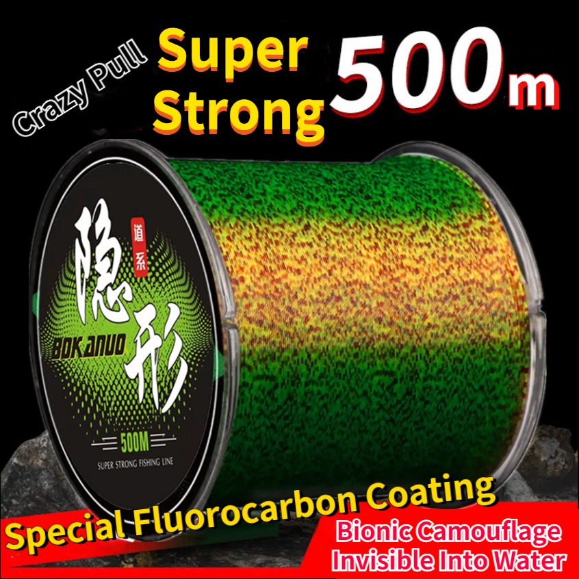 Bokanuo 100m 200m 500m Linha De Pesca Fluorcarbono Invisível Super Forte Manchada 3D Afundando De Nylon Peixe Monofilame