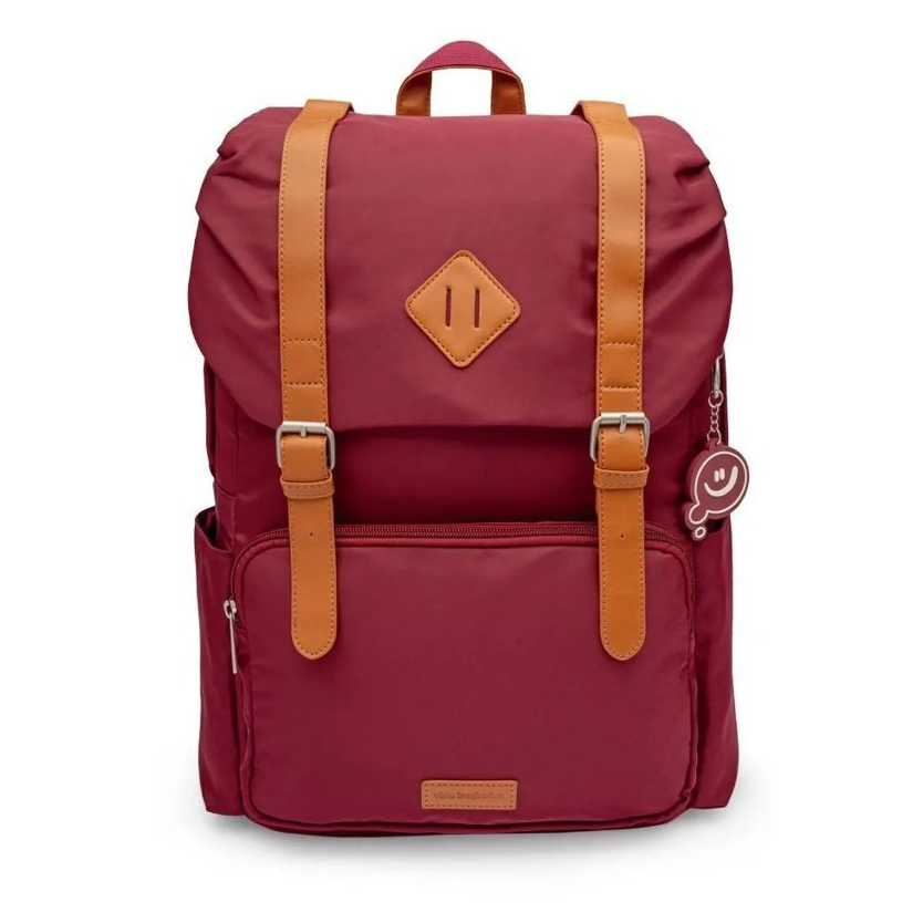 Mochila Escolar Trabalho Imaginarium Bordô Caramelo Todo Dia para Laptop Notebook até 14 Polegadas