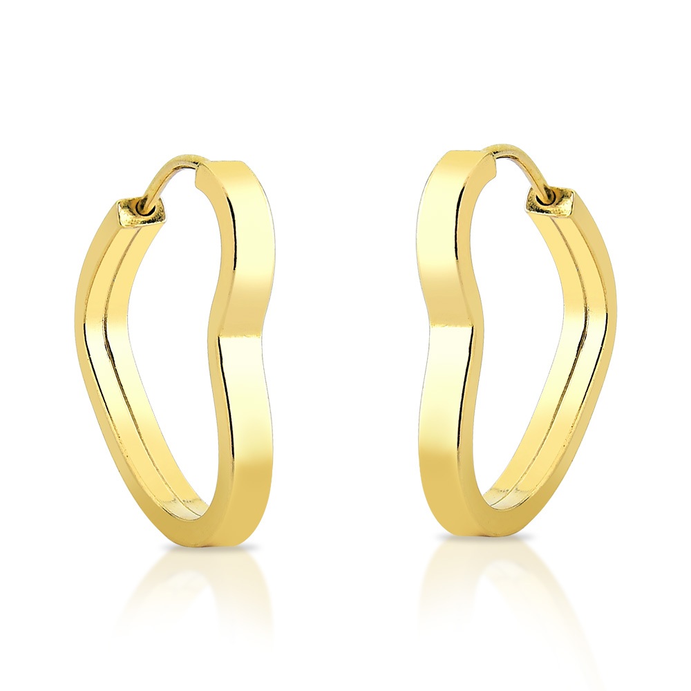 Argola Feminina de Ouro 18k Coração largo grande 2.1cm
