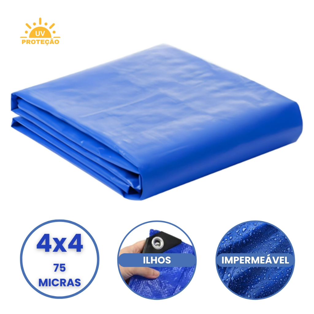 Lona Plastica Cobertura Impermeavel Azul 4x4 Starfer