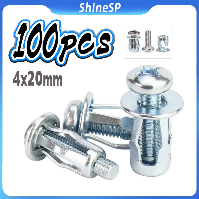 100 Pcs Parafuso De Expansão Porca De Chapa De Ferro M4x20mm Alta Qualidade