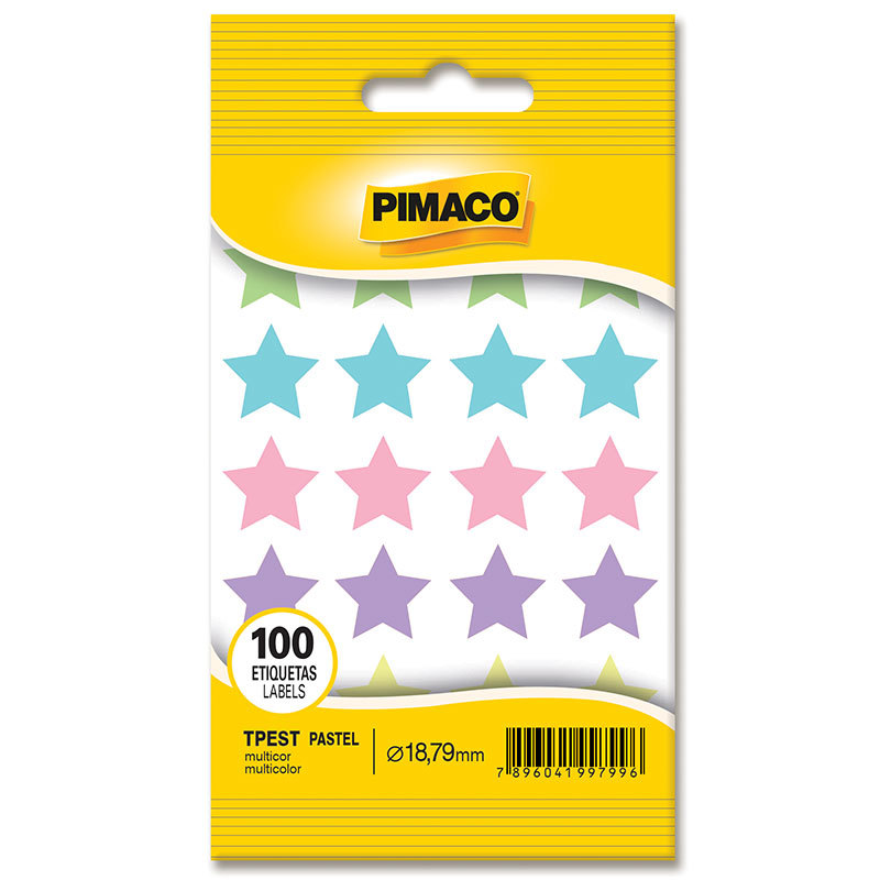 Etiqueta adesiva TP18 estrela multicolor pastel Pimaco