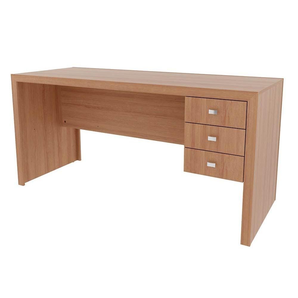 Mesa de Escritório ME4113 c/ 3 Gavetas Amêndoa - Tecno Mobili