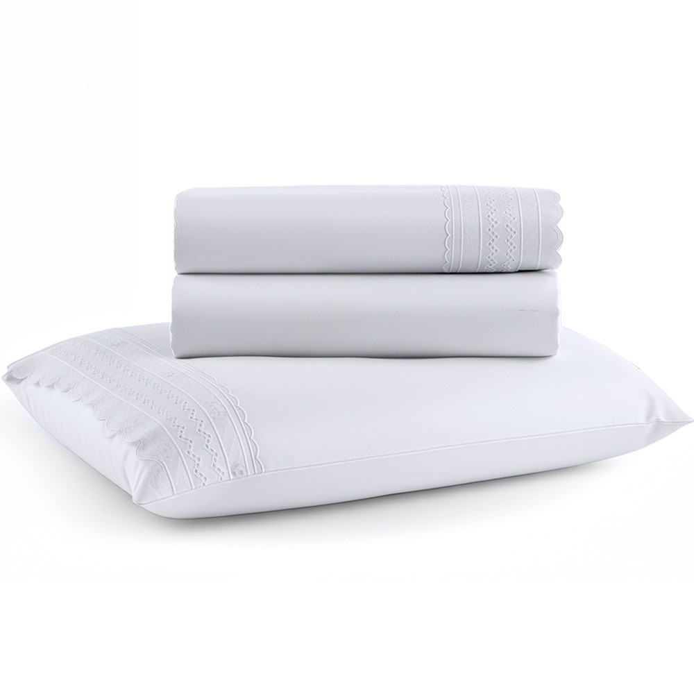 Jogo de Cama Lençol Solteiro Micro Percal 300 fios com 3 Peças Premium - BF Colchões