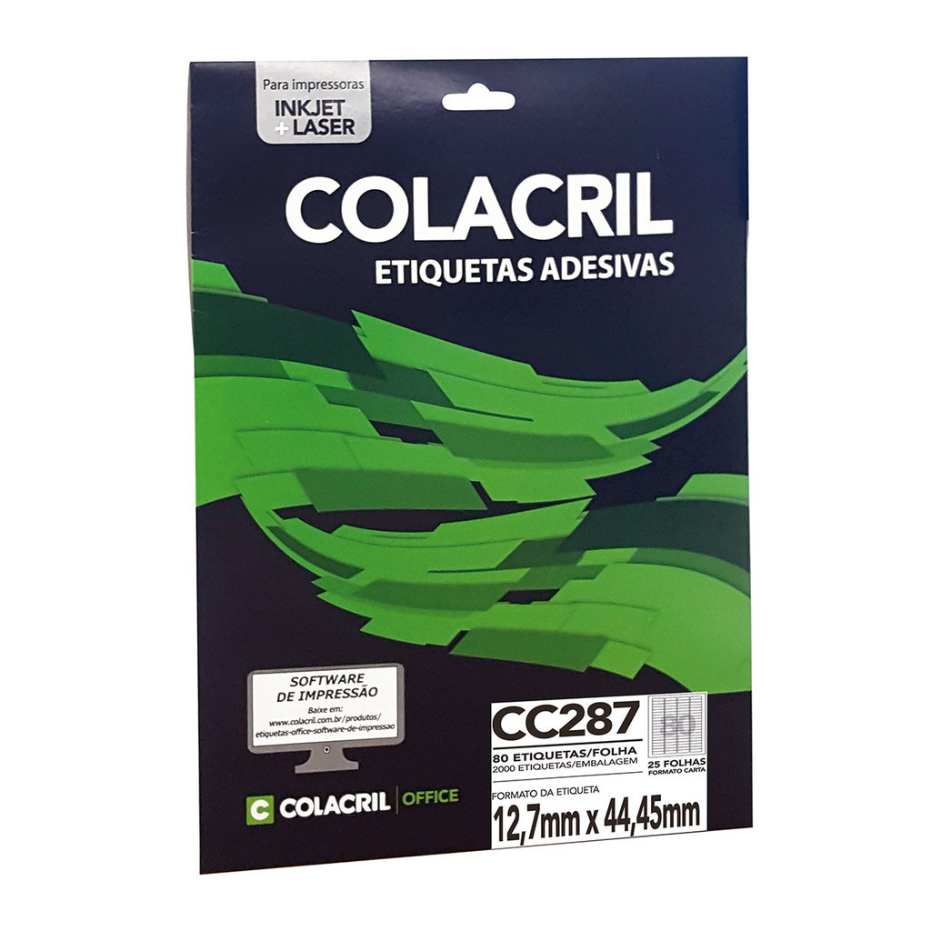 Etiqueta inkjet/laser carta CC287 com 25 folhas Colacril