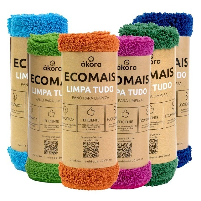 Pano De Limpeza Microfibra Multiuso Akora Limpa Tudo Fácil Ecomais - 01 unidade