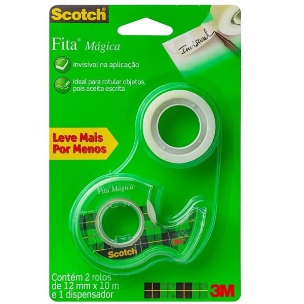 Fita Magica 12MM X 10M 2 Rolos 1 Suporte
